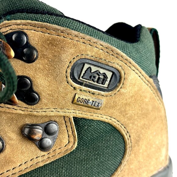 Merrell & REI Monarch Gore-Tex Hiking Boots Brown/Forest Green Waterproof Vibram - Picture 5 of 13